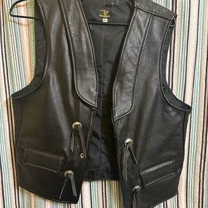 Branded Black Leather Vest Size 42